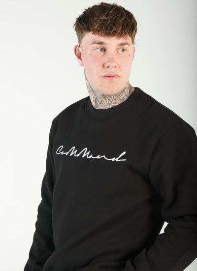 BLACK CURSIVE CREWNECK