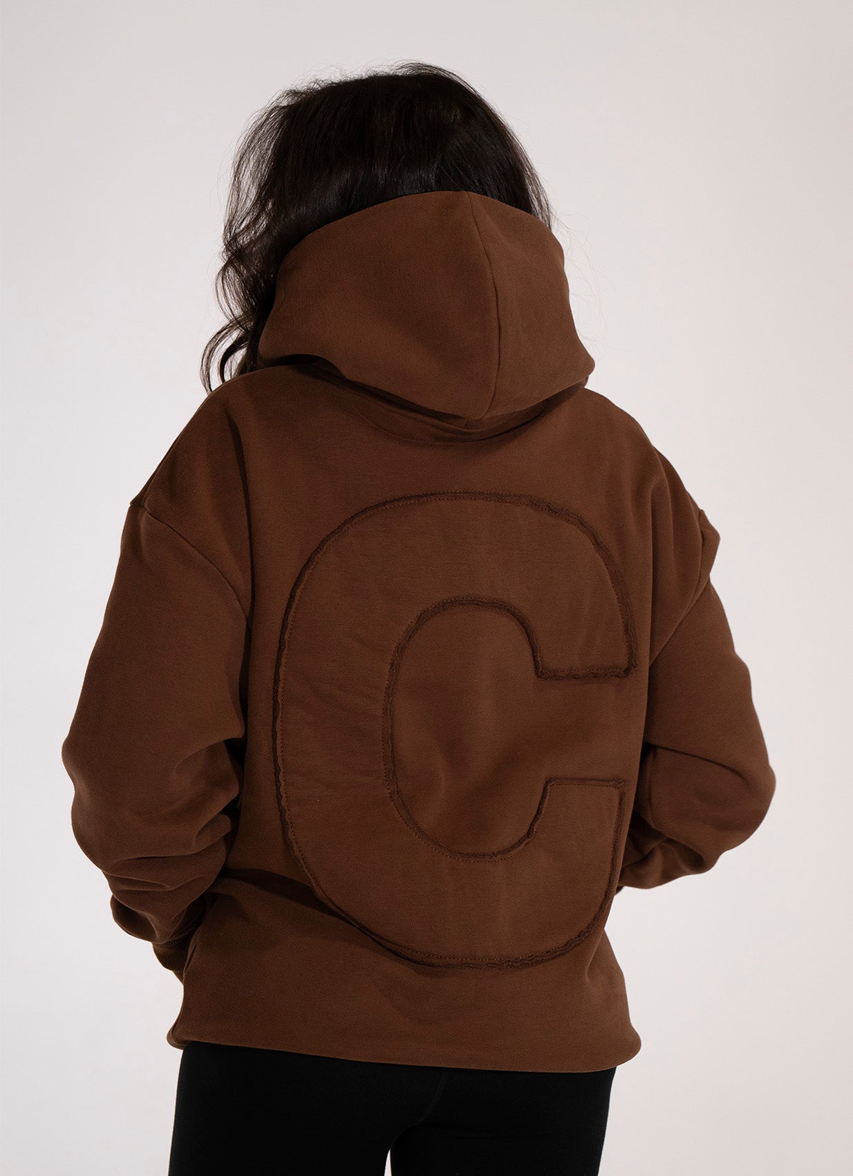 BROWN OVERSIZED DISTRESSED TONAL HOODIE