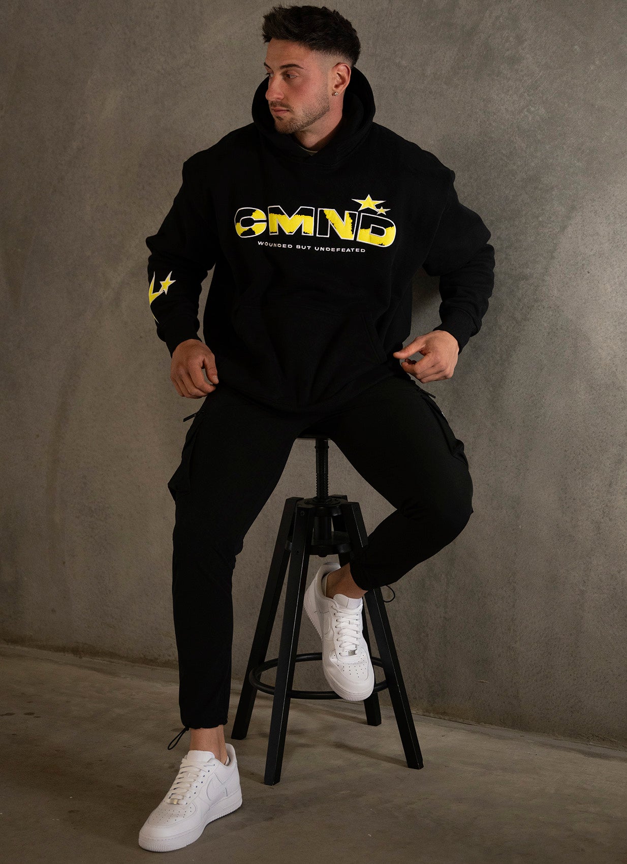 BLACK/YELLOW OVERSIZED UNDEFEATED HOODIE