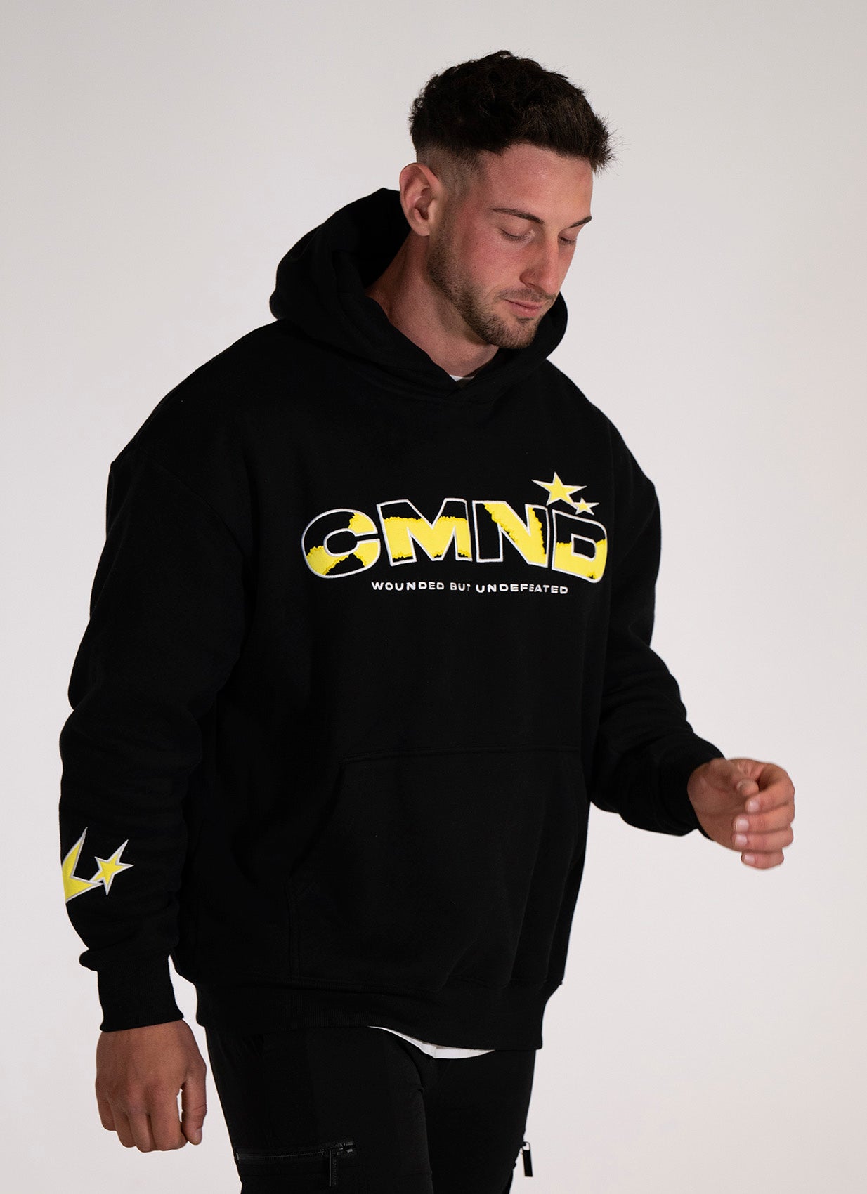 BLACK/YELLOW OVERSIZED UNDEFEATED HOODIE