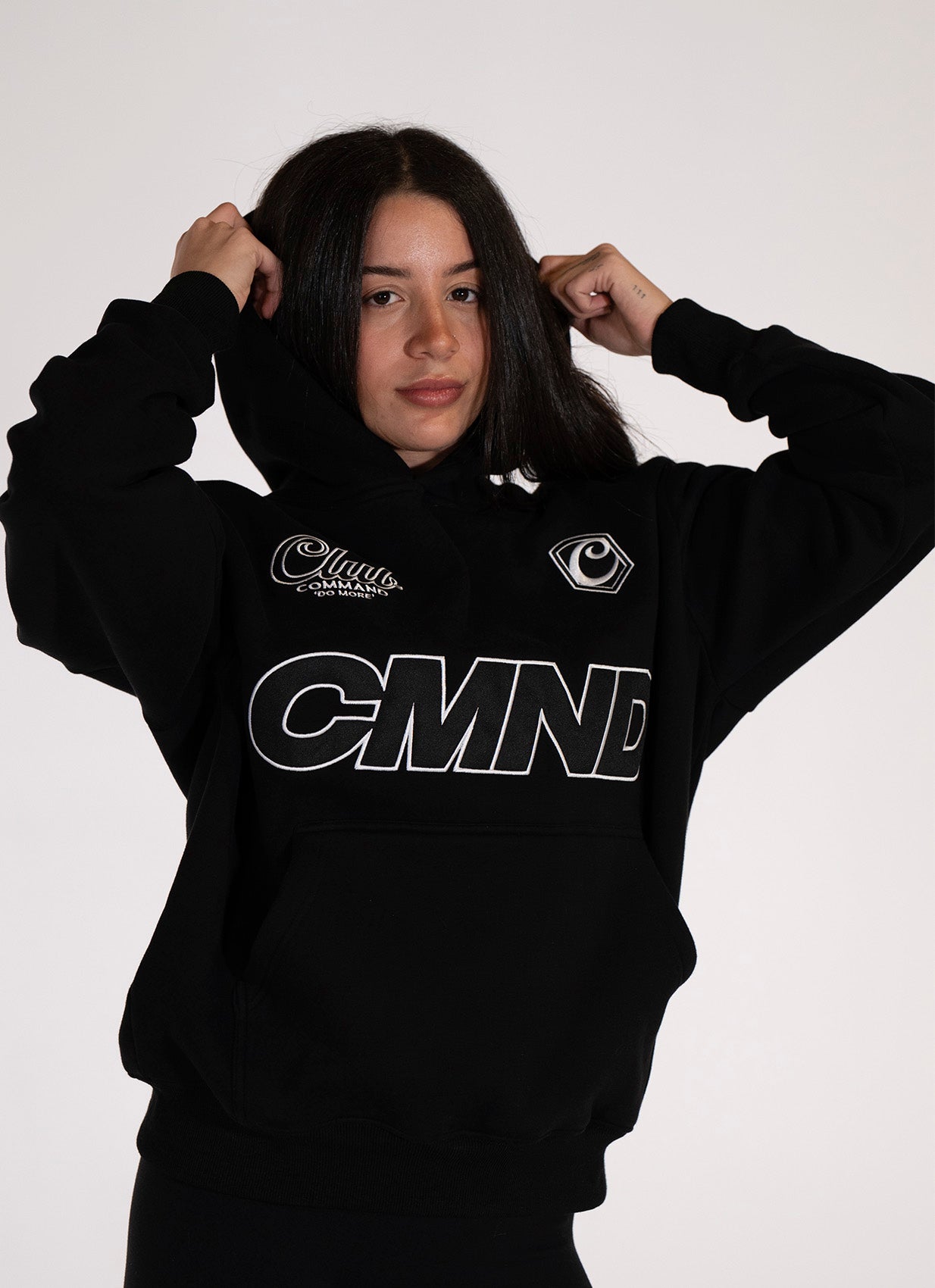 BLACK/WHITE OVERSIZED CLUB JERSEY HOODIE
