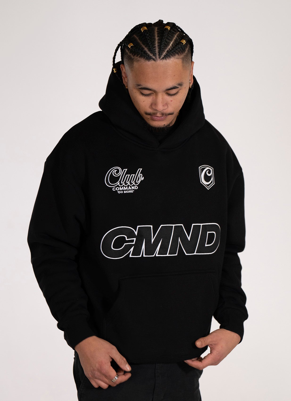BLACK/WHITE OVERSIZED CLUB JERSEY HOODIE