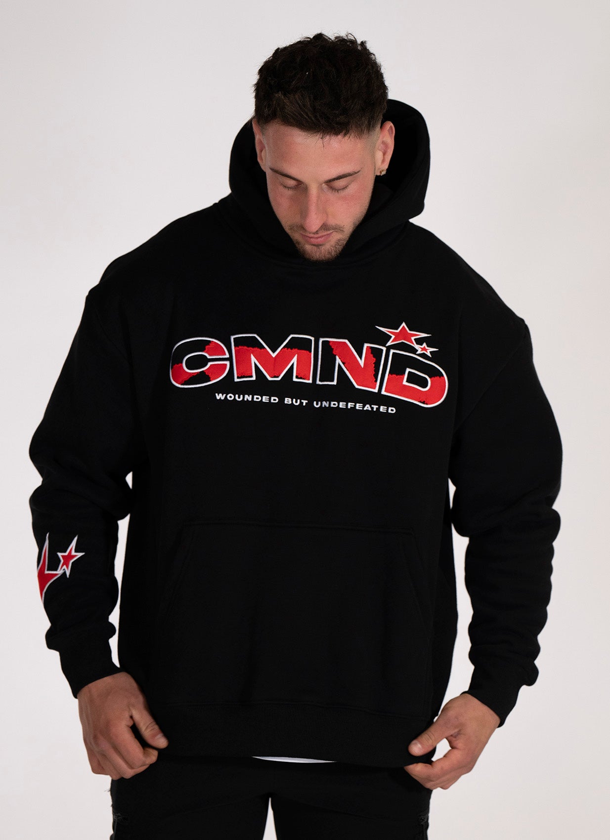 BLACK/RED OVERSIZED UNDEFEATED HOODIE