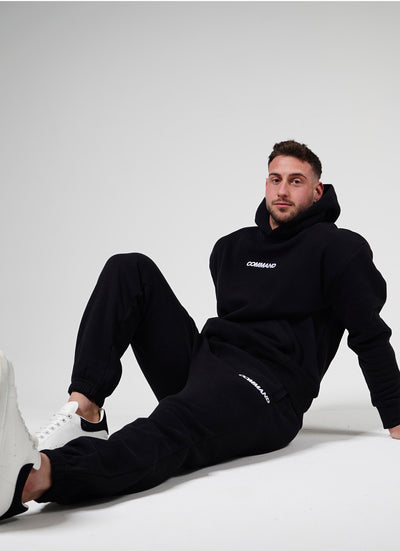 BLACK OVERSIZED COMFORT TRACK PANTS