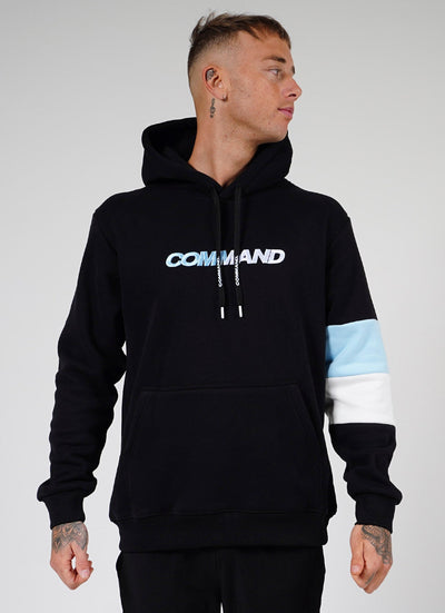 BLACK/BLUE EMBLEM HOODIE