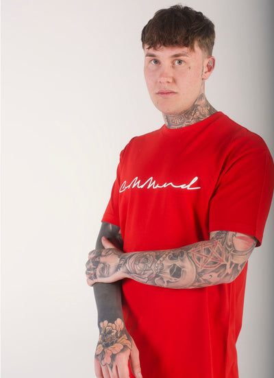 RED CURSIVE T-SHIRT